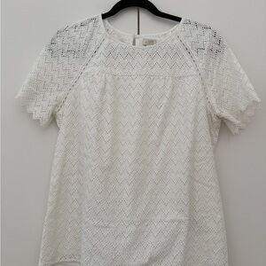J. Crew White Eyelet Short Sleeve Blouse